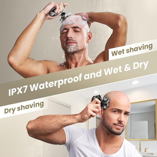 AuralMax 7D Head Shaver for Bald Men - Detachable LED Display, IPX7 Waterproof, Type-C Charge