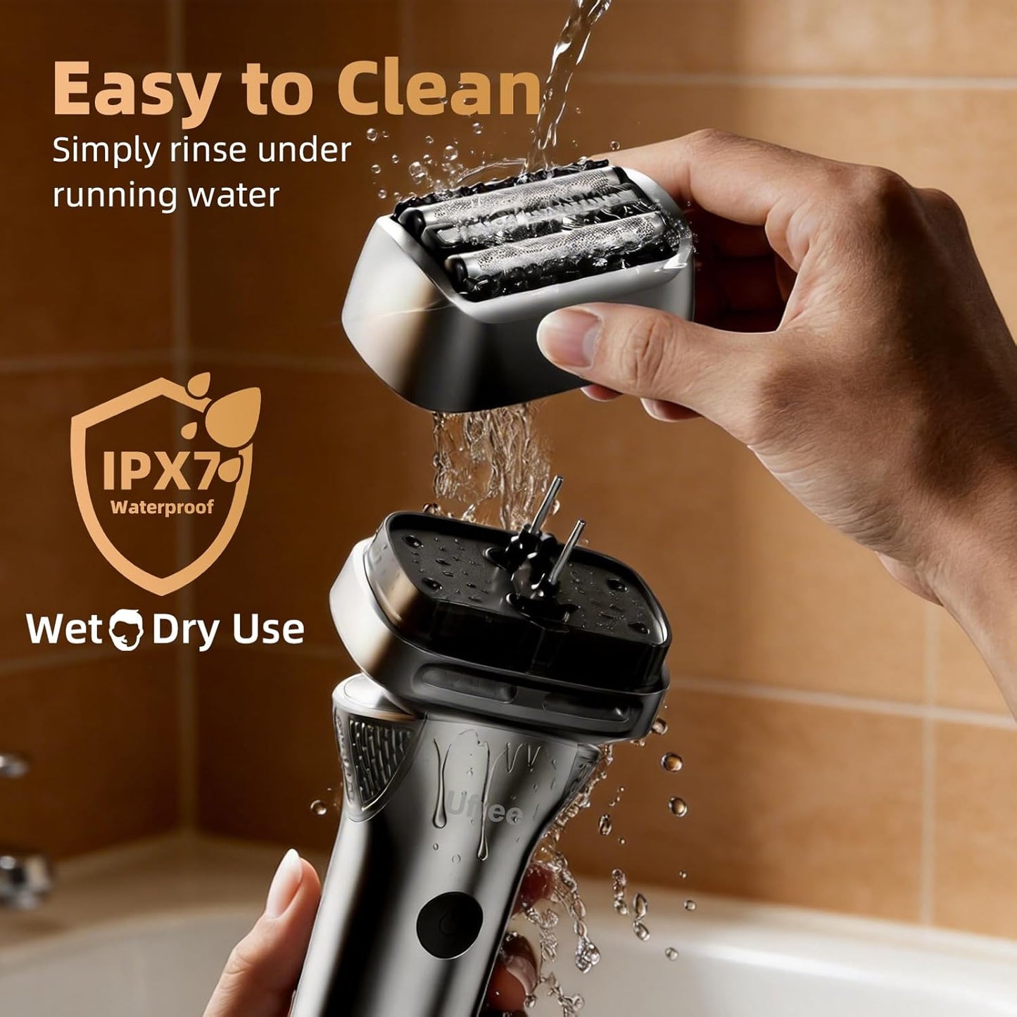 Ufree Foil Shaver - 8,500 RPM Electric Razor for Men | Wet & Dry, Rechargeable, IPX7 Waterproof, Silver