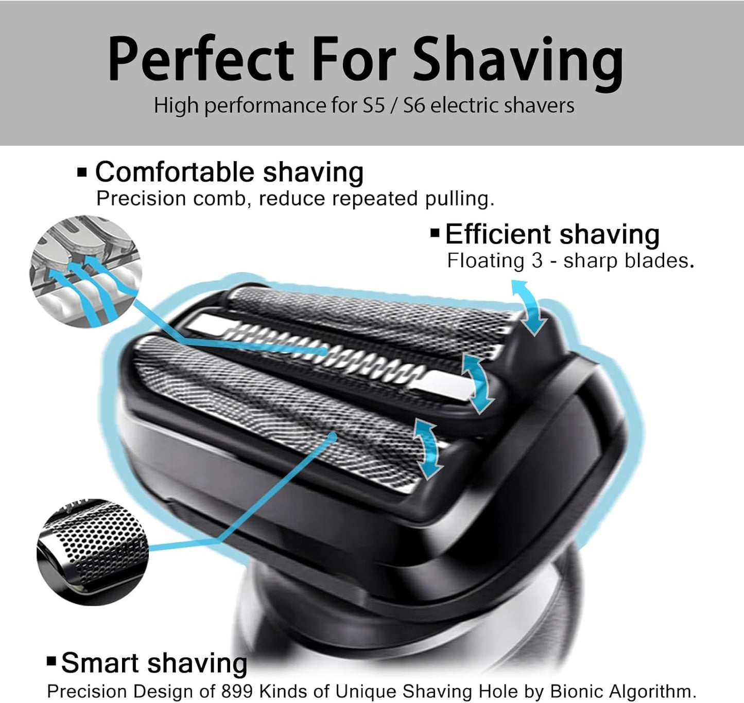 Series 5 & 6 Shaver Replacement Head - Compatible with S5/S6 Razors | 2 Count