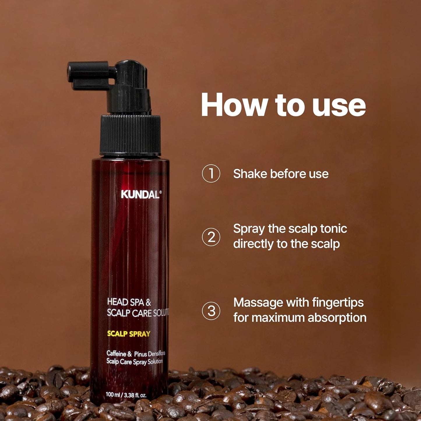 Kundal Caffeine Hair Loss Scalp Tonic - Soothes Scalp & Stimulates Hair Follicles | 3.38 Fl Oz (100ml)