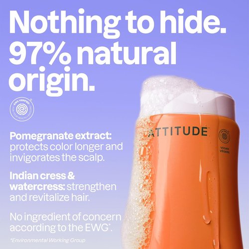 ATTITUDE Colorlast Hair Shampoo - EWG Verified, Protects Color for Color Treated Hair, 16 Fl Oz