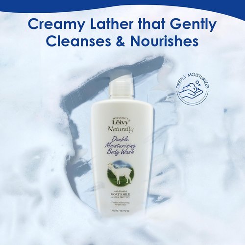 Lěivy Goat Milk Body Wash - Moisturizing Floral Fragrance for Dry Skin | 16.9 Fl Oz with Hydrolyzed Milk Protein & Vitamin E