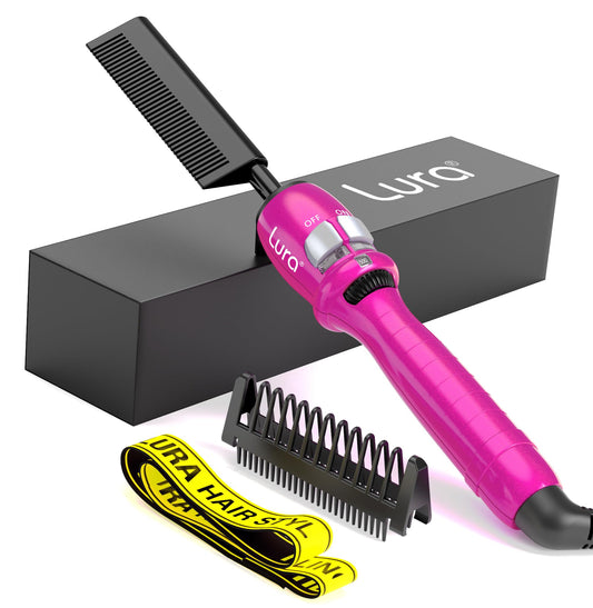 200-500°F Pink Heat Comb: Electric Pressing, Straightening, and Styling Tool for Lace Front Wigs, Black, African American, and Afro Hair