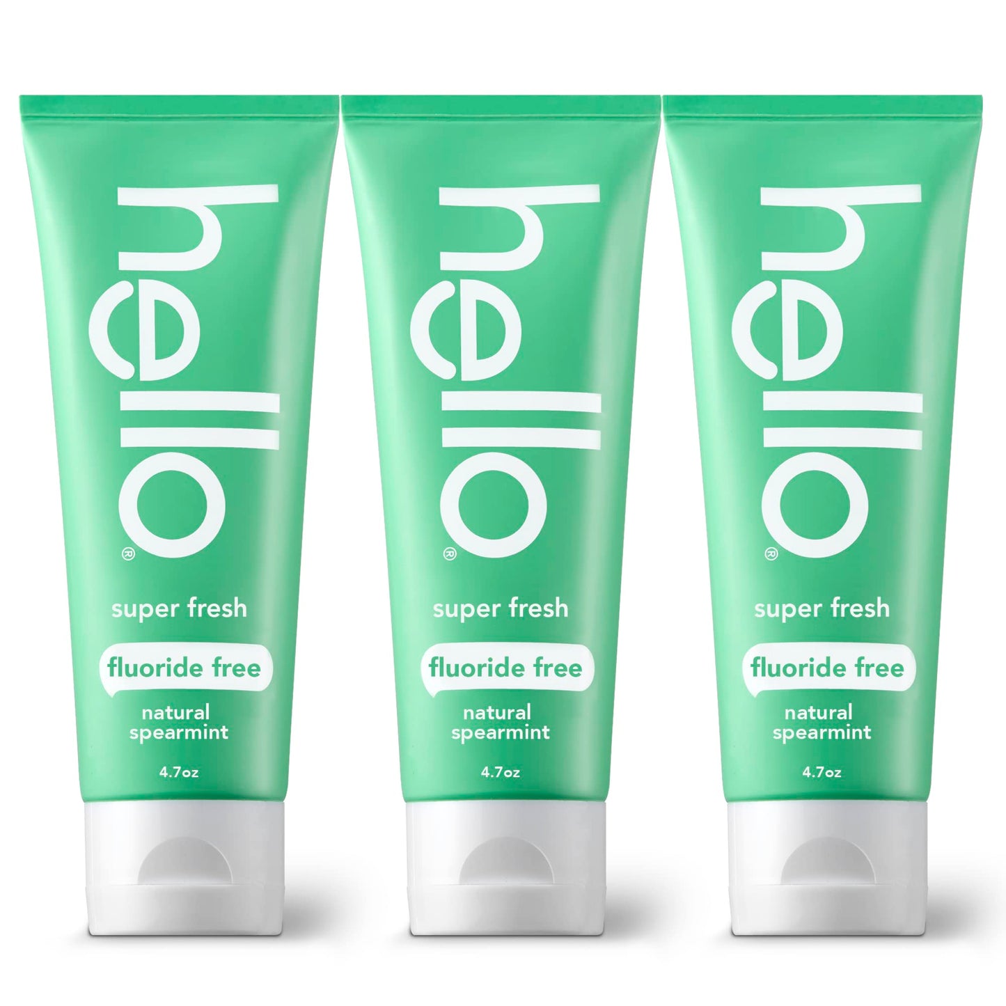 Hello 3-Pack Fluoride Free Whitening and Antiplaque Toothpastes with Spearmint, Peppermint, Coconut Oil, 4.7 OZ