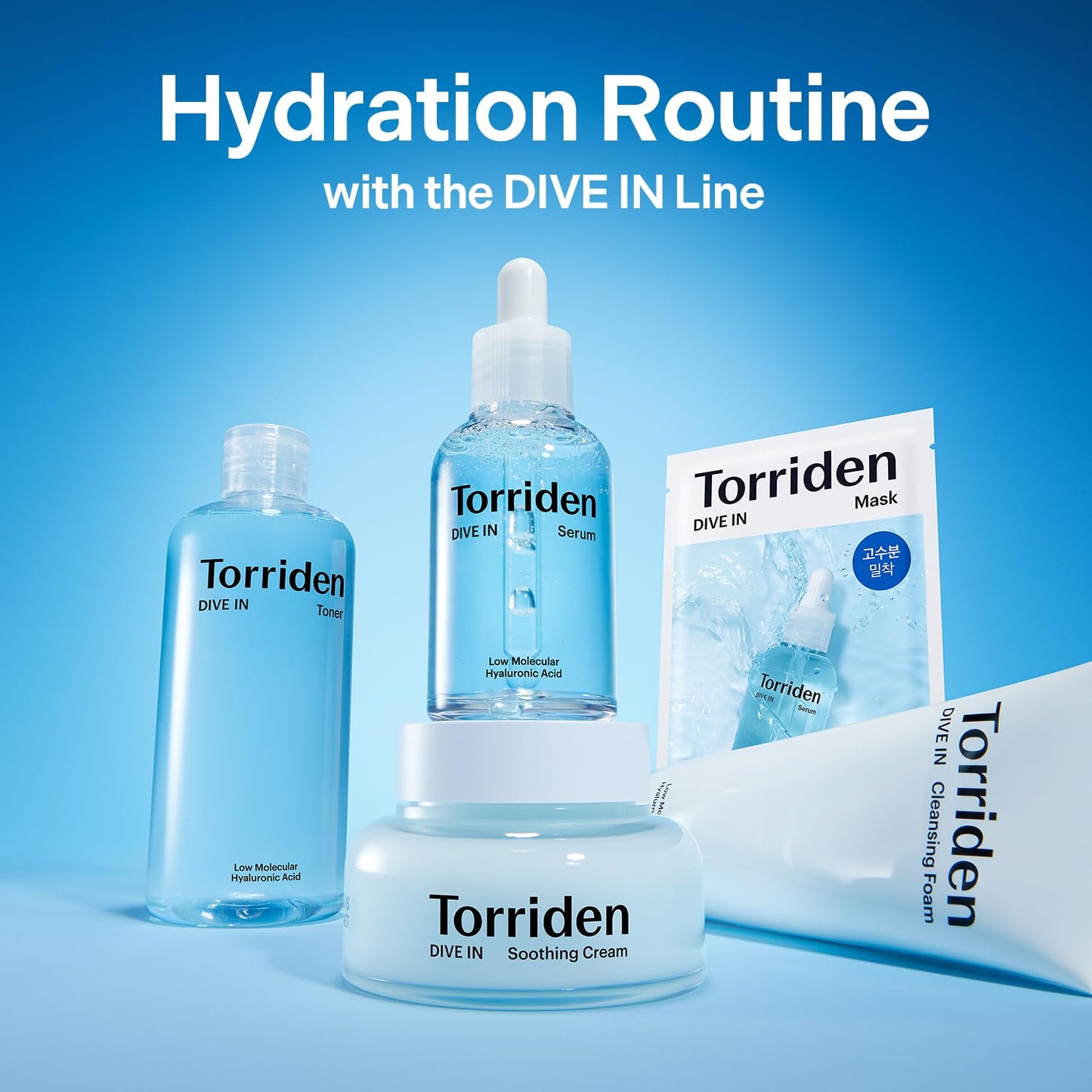 Torriden DIVE IN Hyaluronic Acid Facial Mask - Deep Hydration Korean Sheet Mask (10 Sheets) | Panthenol & Allantoin