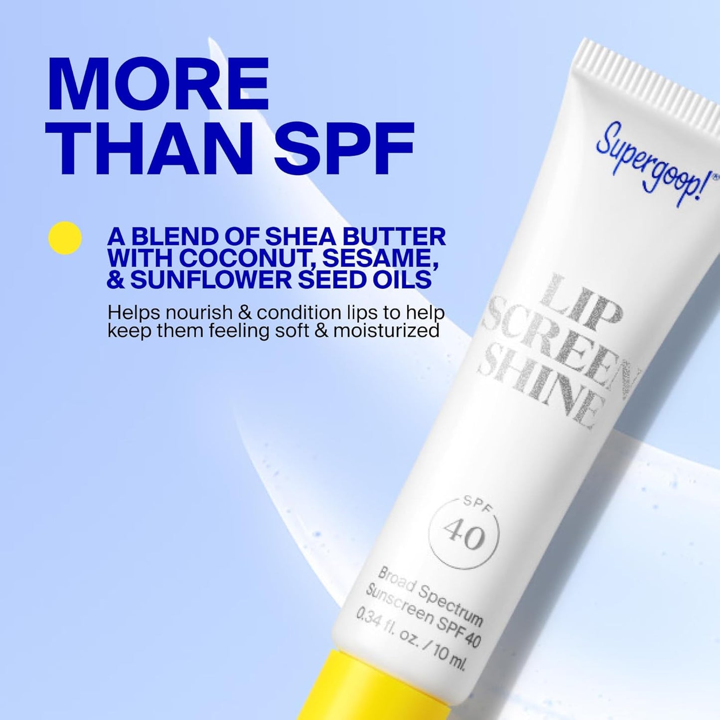 Supergoop! Lipscreen Shine SPF 40 - Water-Resistant Clear Lip Gloss with Grape Seed & Kelp Extract - 0.34 fl oz