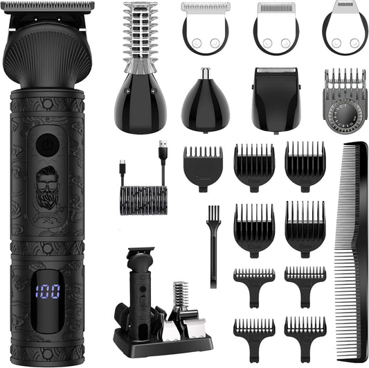 Scttomon Beard Trimmer for Men - Professional 7-in-1 Grooming Kit | Cordless T-Blade Electric Shaver in Black