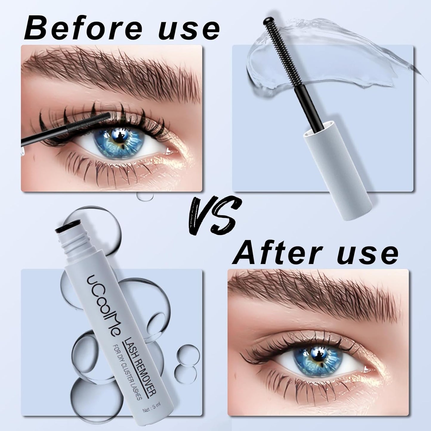 Lash Glue Remover 5ML uCoolMe for Lash Clusters Lash Bond Remover - Gentle Formula Eyelash Glue Remover for Sensitive Eyes