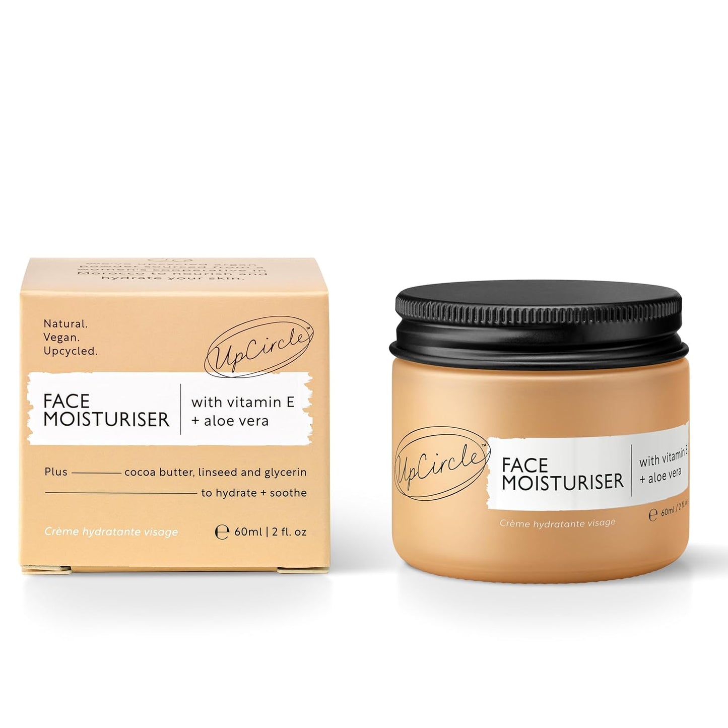 UPCIRCLE Face Moisturiser - Nourishing Day Cream with Argan Powder, Vitamin E & Aloe Vera | 1.7oz - Vegan & Cruelty-Free
