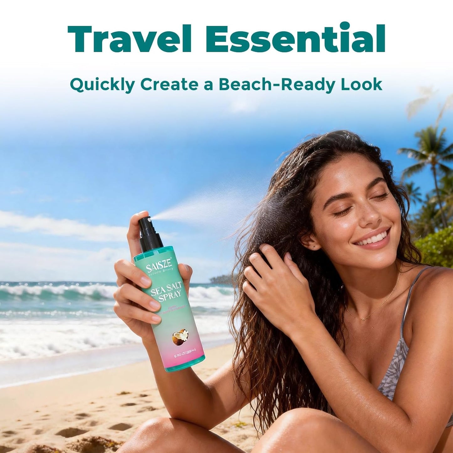 Skiennix Sea Salt Spray - Textured Beach Waves & Volume for Curly Hair | 8.8 oz Coconut Surf Spray