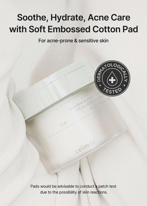celimax Ji.Woo.Gae CICA BHA Blemish Toner Pad | BHA PHA LHA Complex, Centella Asiatica Extract, Hydrating, Moisturizing, Soothing, Reparing, (60 Pads)