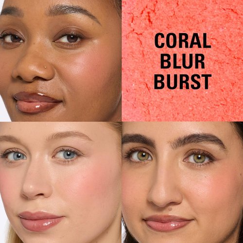 Revolution Beauty London Bouncy Blur Blush - Buildable Vegan Powder Makeup in Coral Blur Burst, 0.19 oz