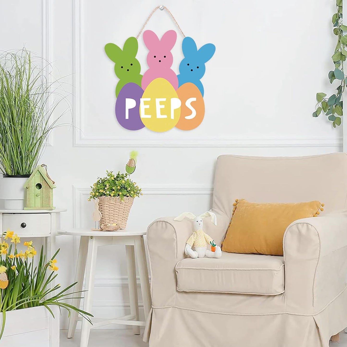 Skiennix Easter Wreath - Cute Bunny Welcome Sign for Front Door | Farmhouse Decor