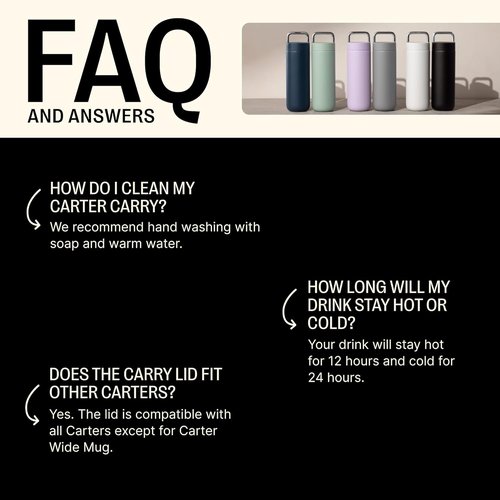 Fellow 20 oz Carter Carry Water Bottle - Vacuum Insulated, Leak-Proof, Dishwasher Safe | Stone Blue