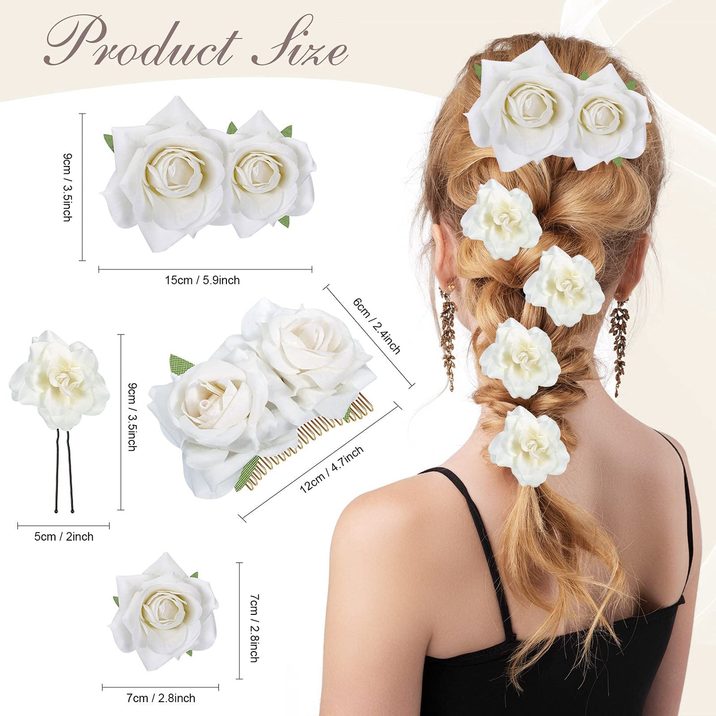 Waydress 12 Pieces Rose Flower Hair Clip Rose Bridal Hair Pins Rose Brooch Wedding Hair Accessories for Women Halloween Day of the Dead Party