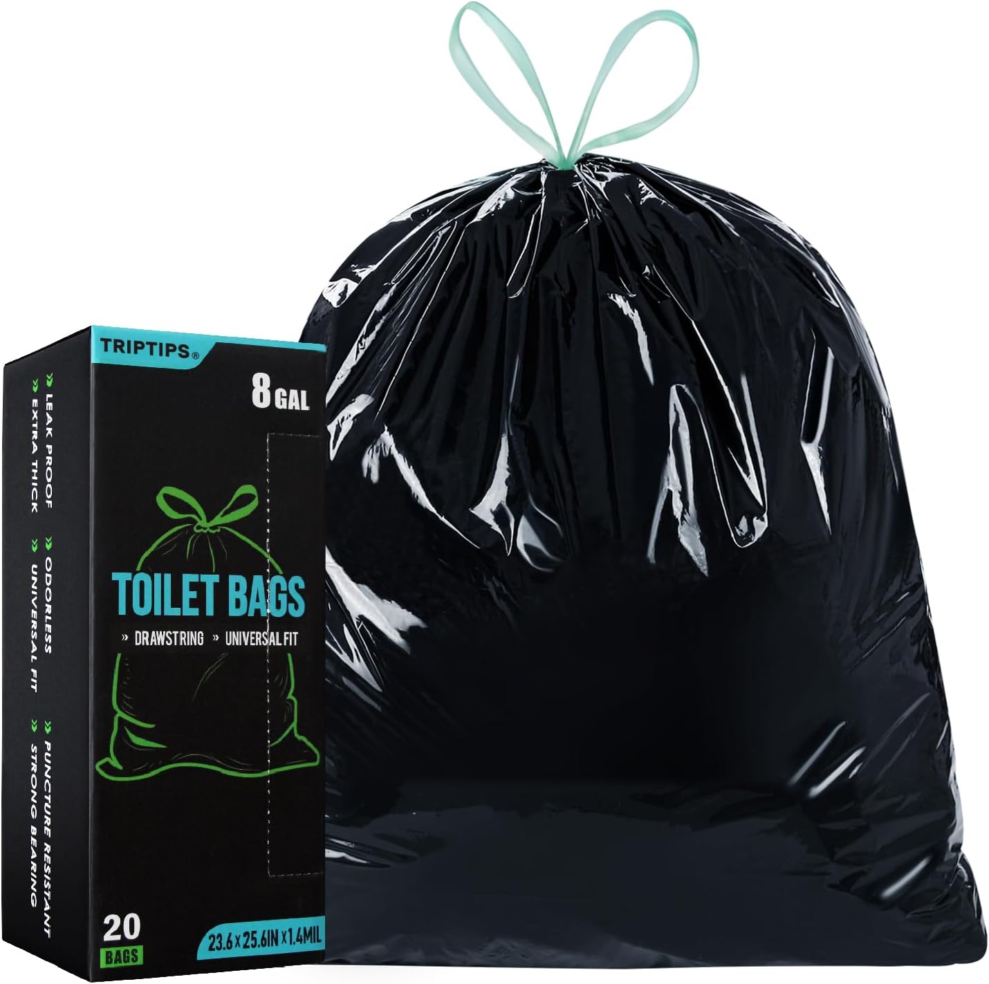 TRIPTIPS Portable Toilet Bags - Leak-Proof 8 Gallon Waste Bags for Camping, Hiking & Travel