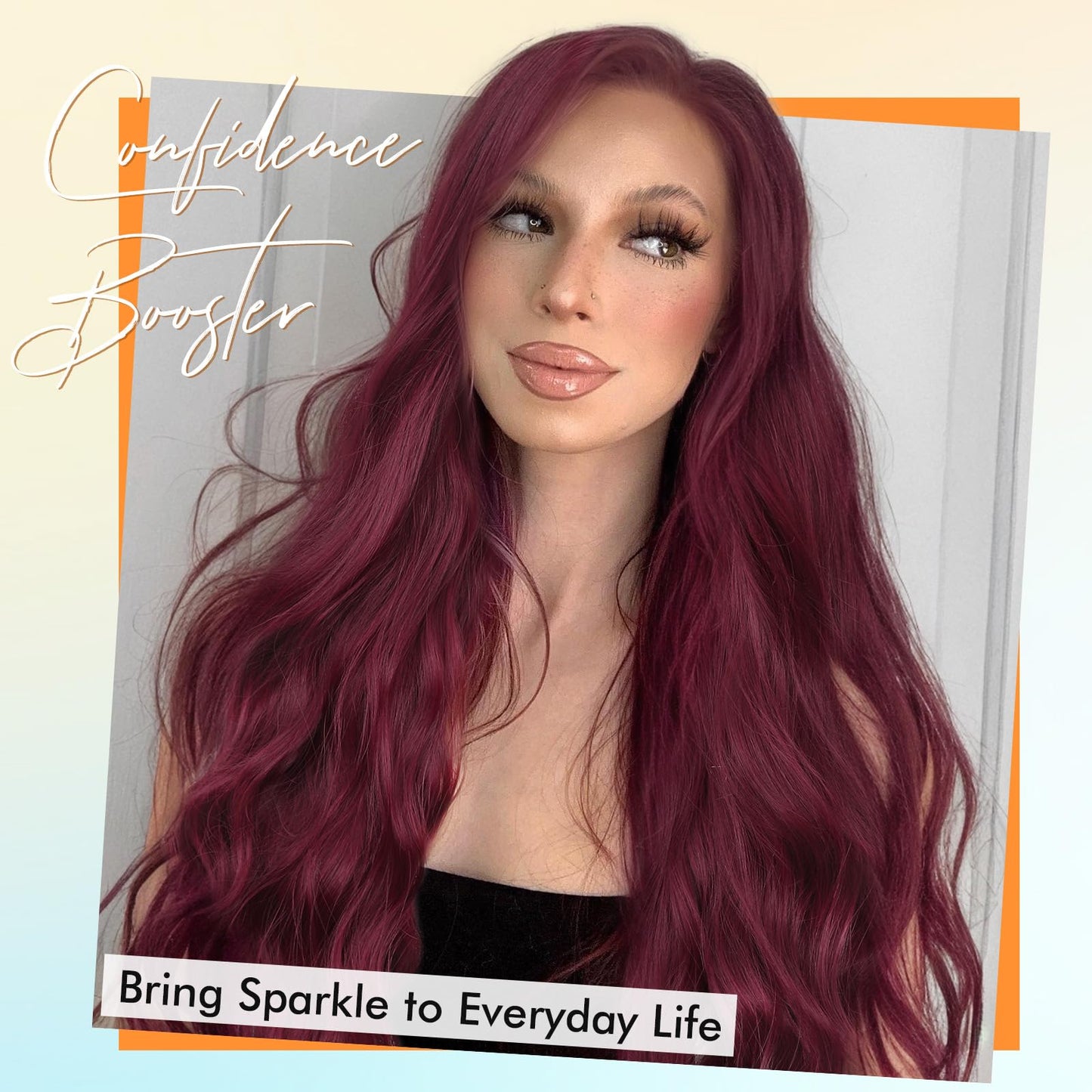 WIGNEE Long Red Wig Middle Part Dark Red Wig 26 Inches Long Wavy Wigs for white women Natural Looking Wavy Wig Long Wigs For Women Daily Party Use(Burgendy)