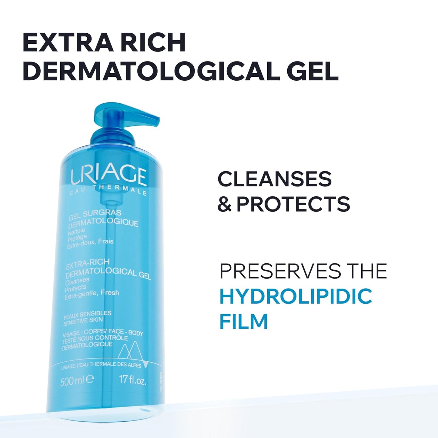 Uriage Extra-Rich Face & Body Wash - Gentle Cleanser for Sensitive Skin | Paraben & Soap-Free, 200ml