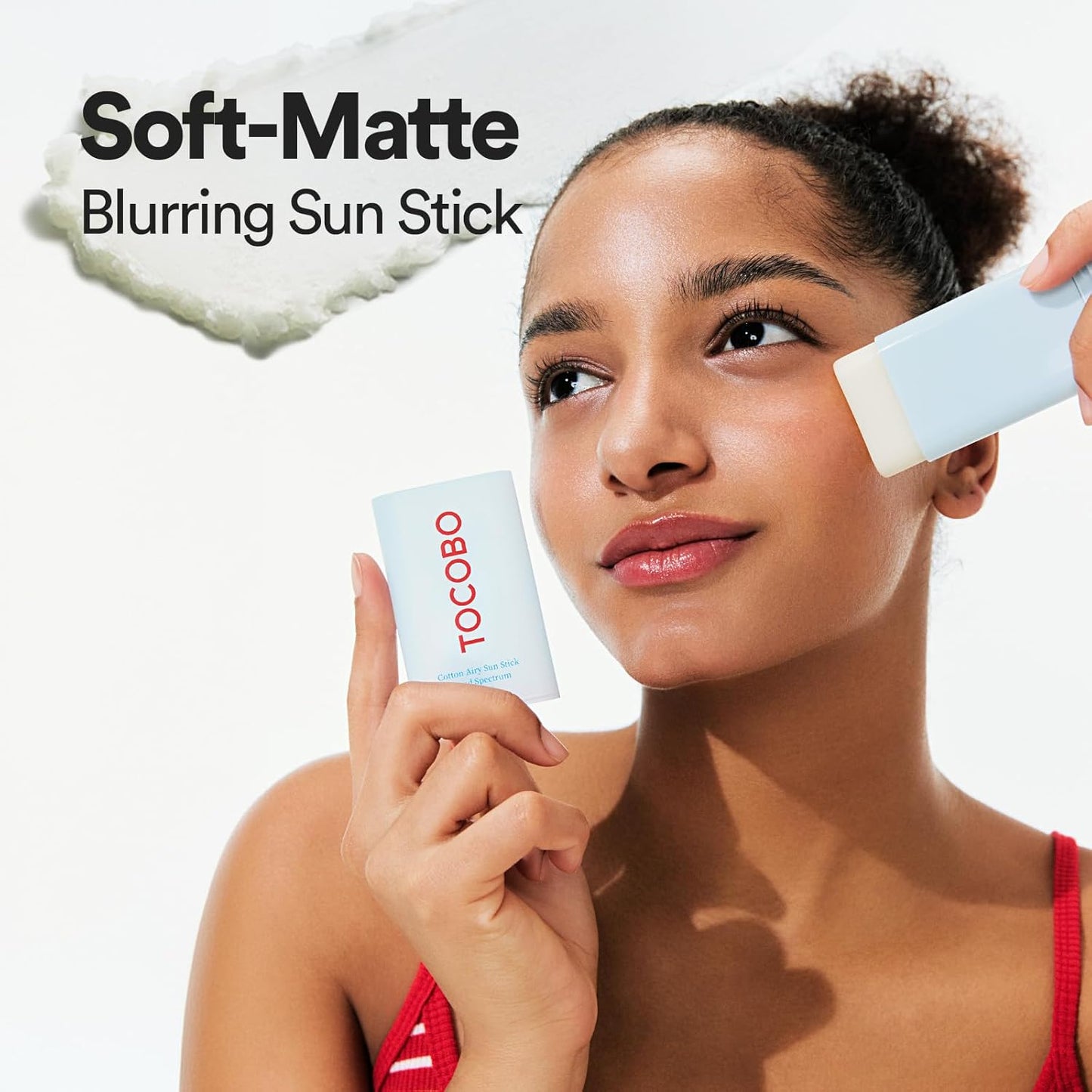 TOCOBO Cotton Airy Sun Stick - SPF 50 Broad Spectrum Matte Sunscreen for Face | Travel Size, 0.67 oz