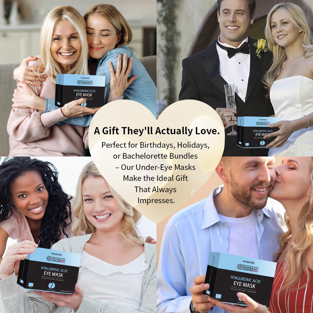 Maskiss Under Eye Patches (8 Pairs), Hyaluronic Acid Eye Masks for Dark Circles Puffy Eyes Undereye Bags, Collagen Eye Patches for Wrinkles and Hydrate, Eye Skincare Gift for Her