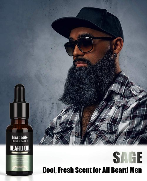 ISNER MILE Beard Oil Kit - 5 Pack Sandalwood, Orange, Cedarwood & Sage - Perfect for Beard Care & Gifts