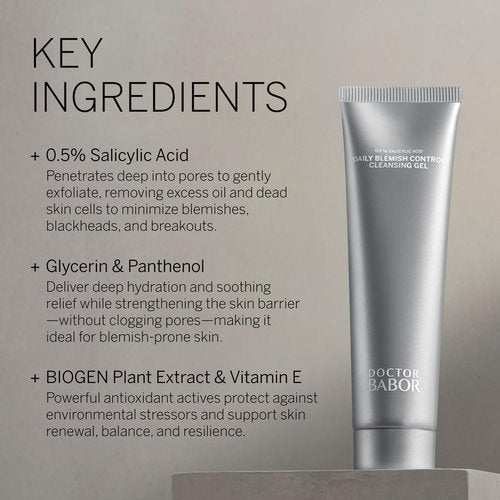 BABOR DOCTOR Cleansing Gel - Daily Blemish Control with Salicylic Acid for Oily Skin | Deep Pore Cleanser