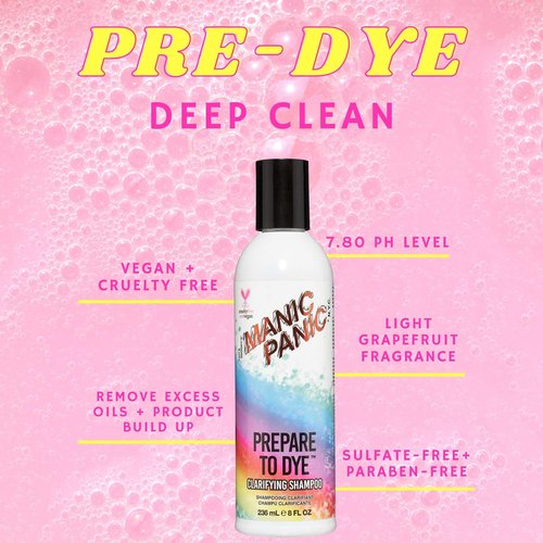 **MANIC PANIC Prepare to Dye Clarifying Shampoo - Sulfate-Free for Color Treated Hair | Vegan & Cruelty-Free (8oz)**