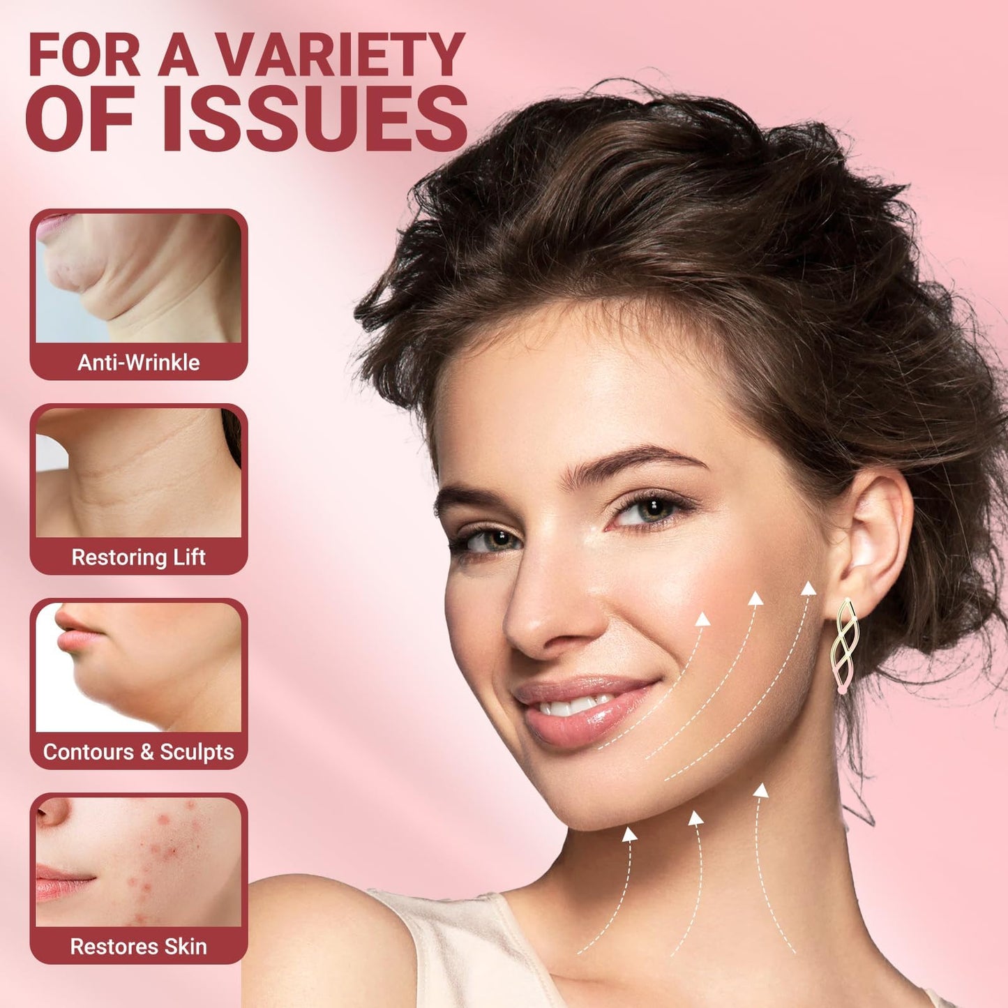 Juskaa Reusable V Line Lifting Mask with Chin Strap for Sleeping,Jaw Exerciser,Pink,M