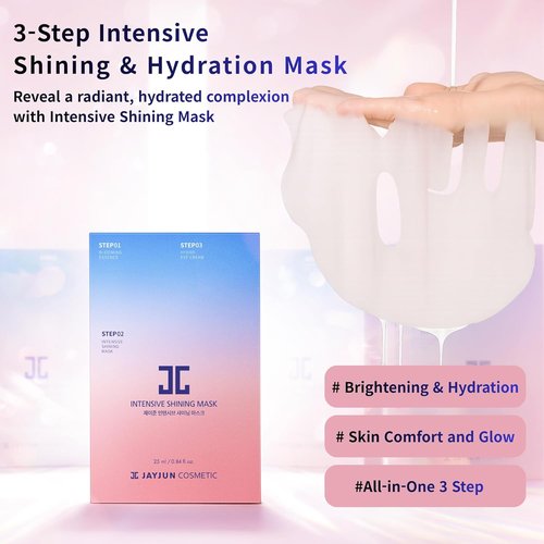 JAYJUN Intensive Shining Mask - 3-Step Hydration & Radiance Boost | Lavender Extract, 10 Pack