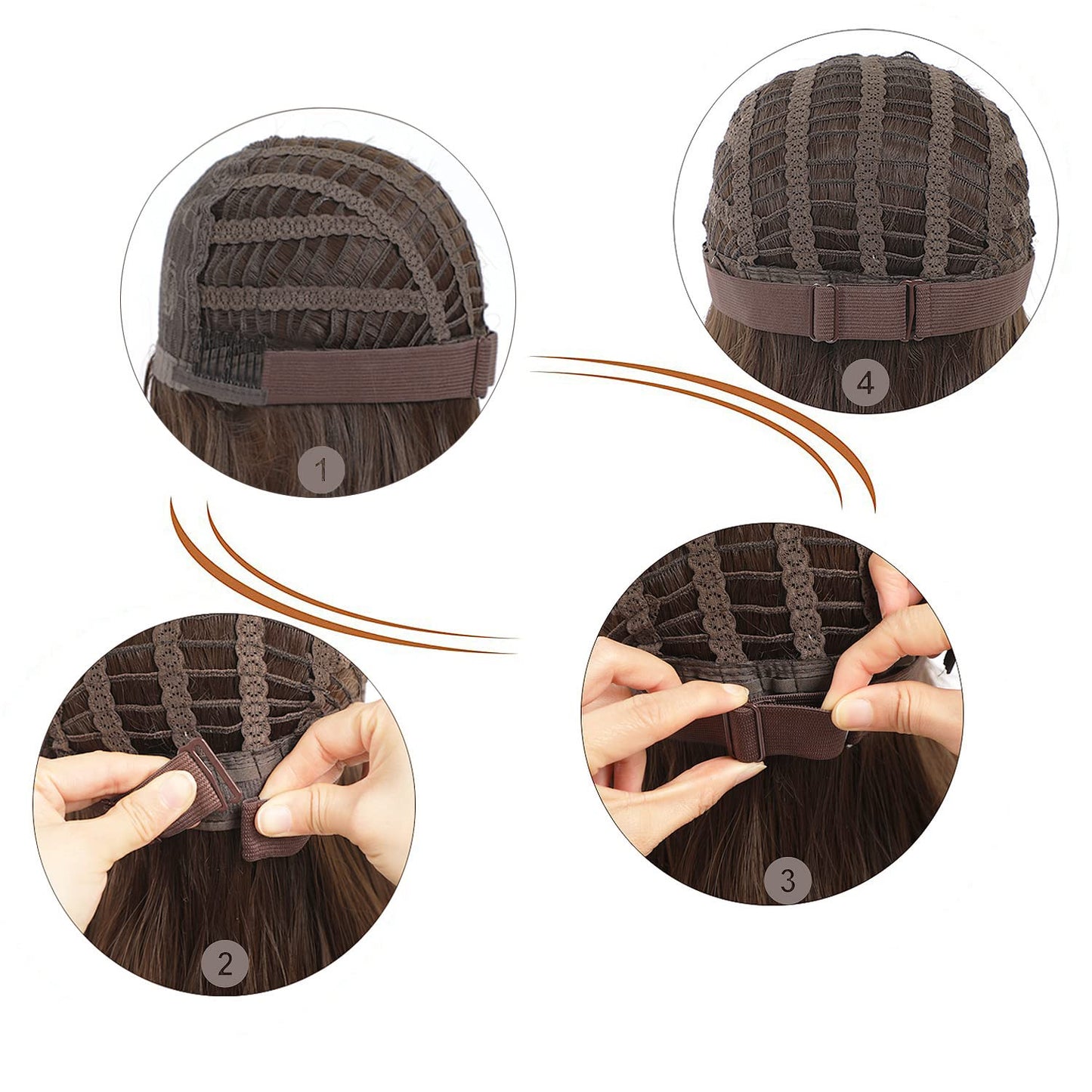 10PCS Brown Elastic Bands For Wig Adjustable Elastic Band For Wigs Adjustable Wig Bands For Making Wigs Adjustable Elastic Wig Straps Wig Band Strap For Wigs Sewing in Wig (1 x 12 Inch)