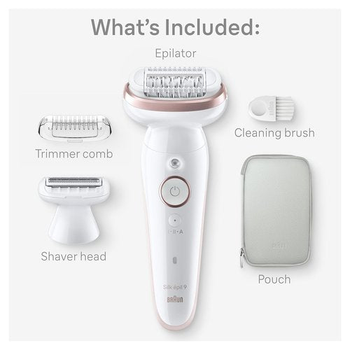 Braun Silk-épil 9 Epilator - Women’s Hair Removal Device with Pivoting Head & Wet/Dry Functionality