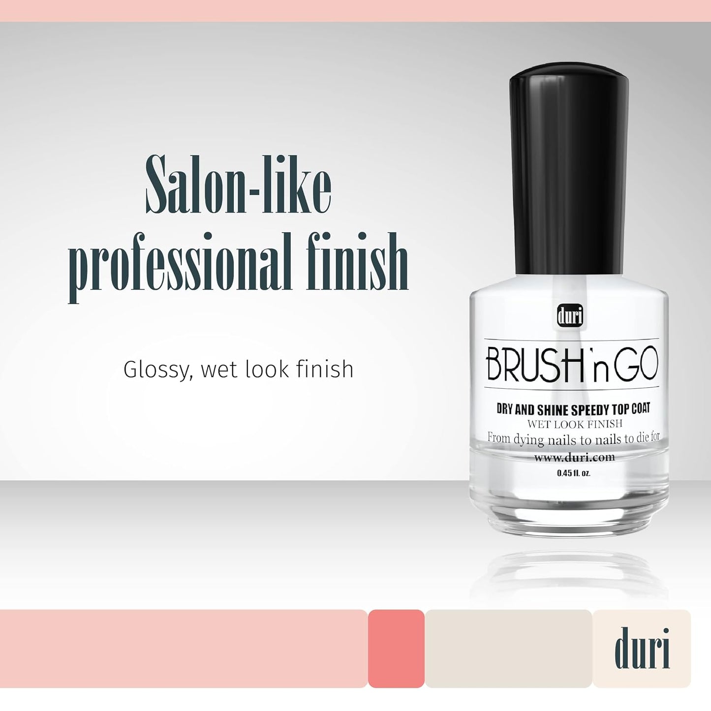 Duri Brush'n Go Dry and Shine Top Coat - Fast-Drying Nail Polish, 0.45 fl. oz. (Single Pack)