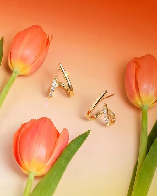 MUMREUES Gold Earrings - Trendy 14K Gold Plated Studs | Dainty Hypoallergenic CZ Jewelry for Women