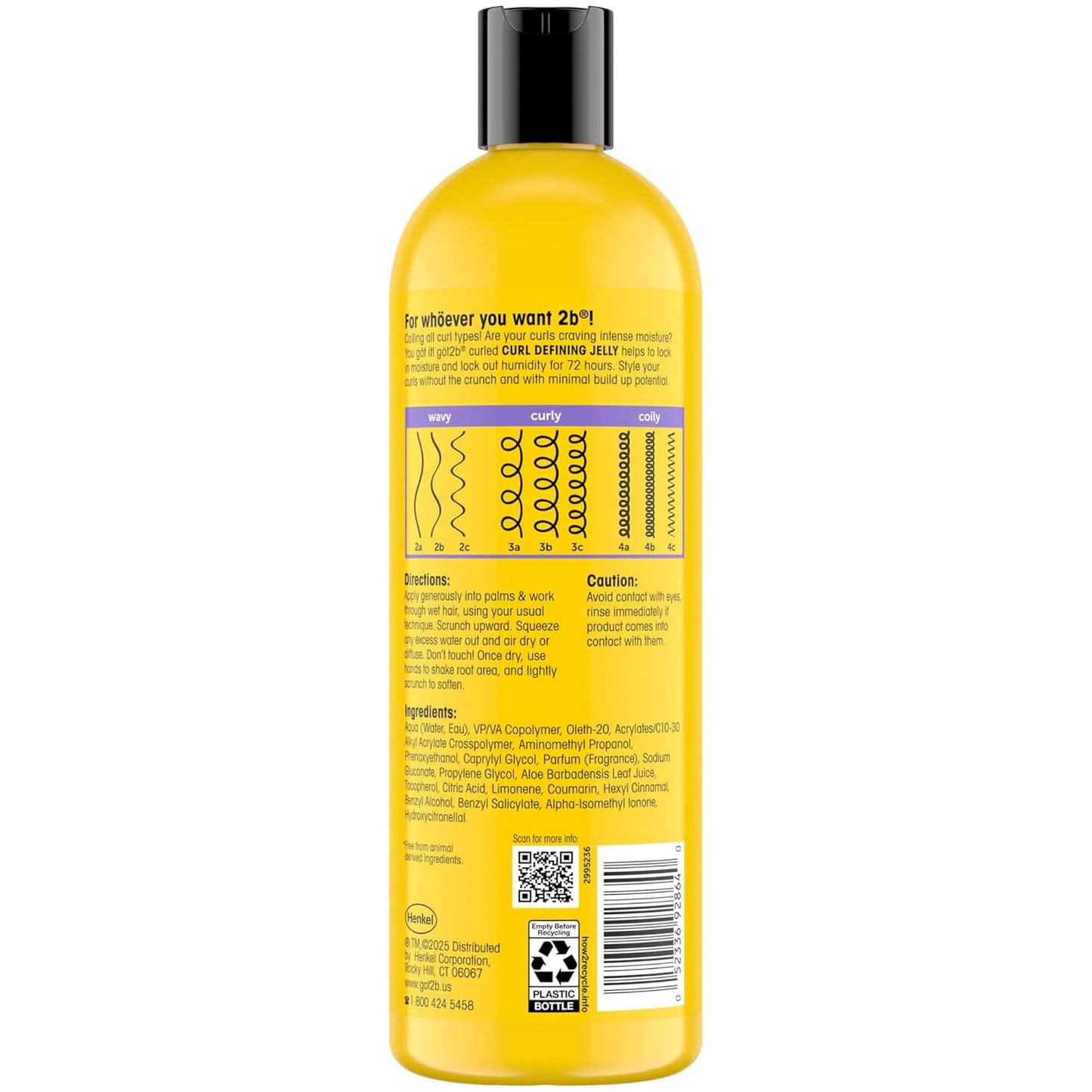Got2B Curl Defining Jelly - 15 Fl Oz Vegan Curl Gel for Wavy & Curly Hair | 72-Hour Frizz Control