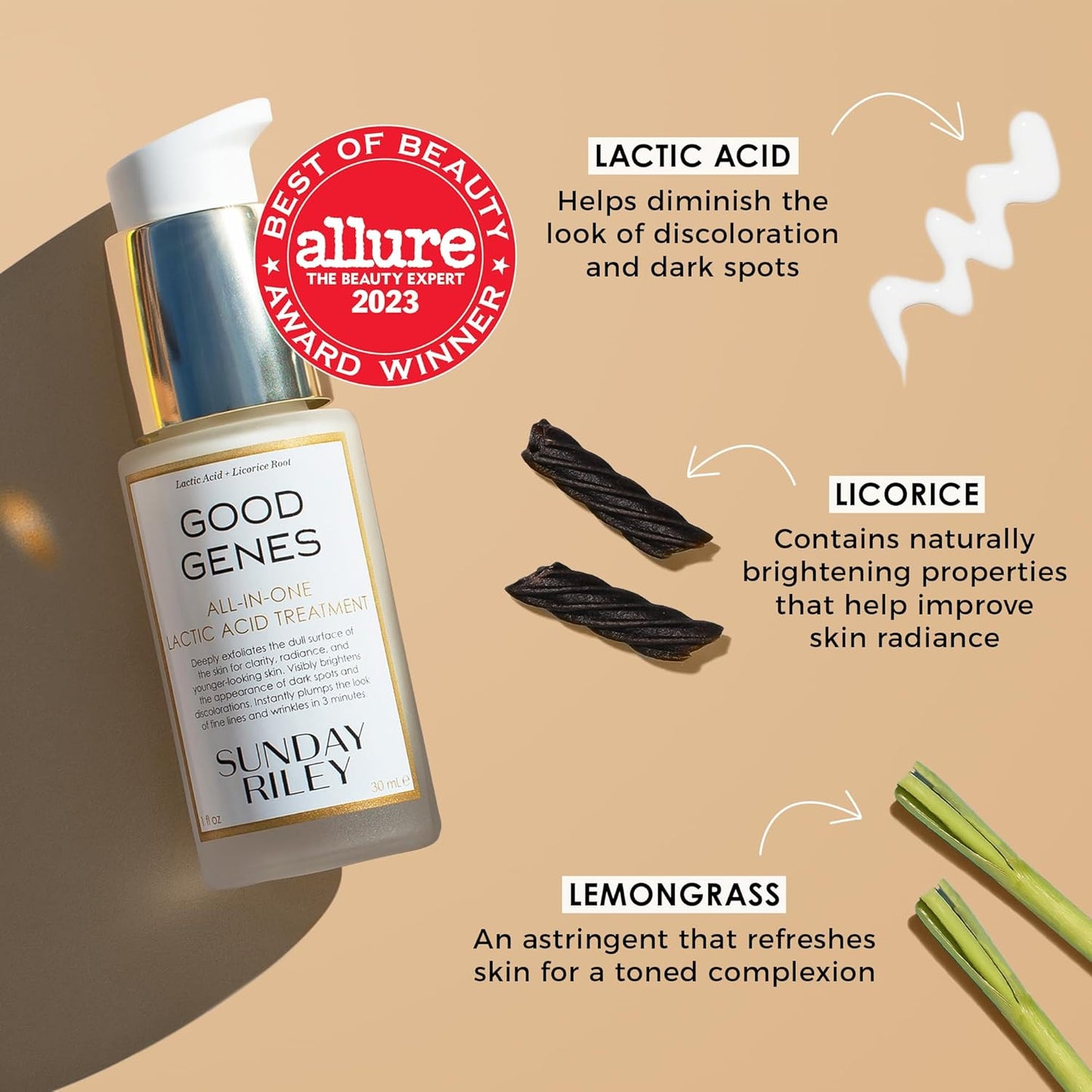 Sunday Riley Good Genes Lactic Acid Treatment - All-in-One Face Serum for Radiant Skin