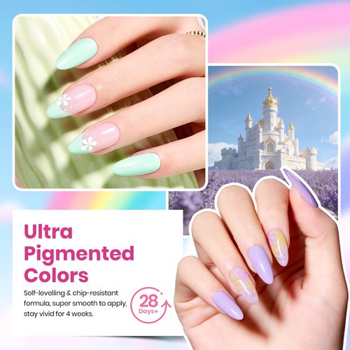 Beetles Pastel Gel Polish Set - Rainbow Dreamscape 25 Colors Spring Gel Polish Kit with Base Coat&Top Coat Soak Off UV Led Nail Set Pastel Glitter Colors Nail Art Kit Easter Gifts for Women&Girls