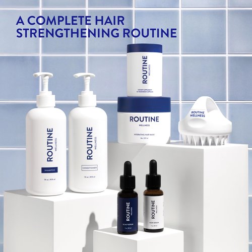 Routine Wellness Shampoo and Conditioner Set and Hair Serum for Thinning Hair - DHT Blocker Women & Men - Color Safe Shampoo for Hair Loss & Healthier Hair - Rose Hips Set