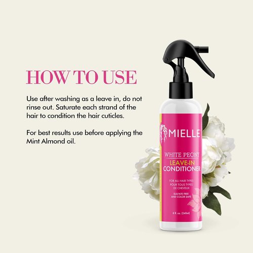 Mielle Organics Leave-In Conditioner Spray - Ultra-Moisturizing Detangler for Curly Hair - 8 Fl Oz