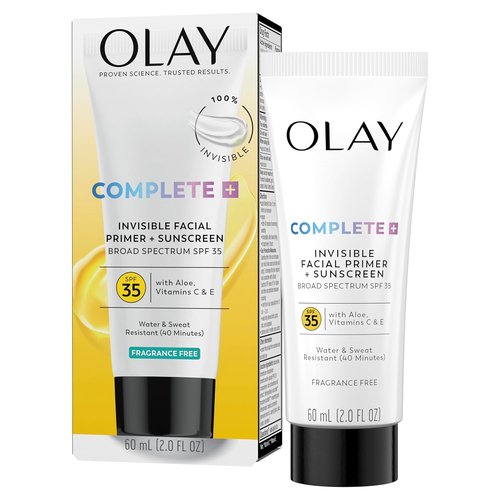 Olay Invisible Facial Primer - Lightweight Sunscreen SPF 35 with Aloe & Vitamin C, 2 fl oz