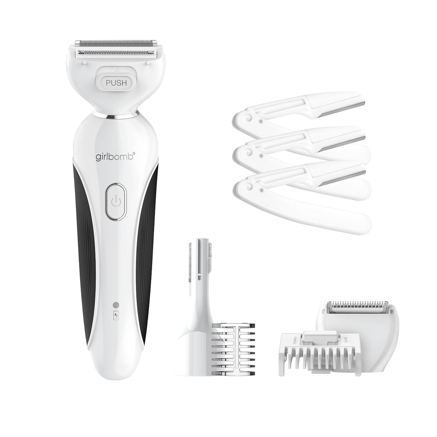 Conair Girlbomb All-in-One Shave & Trim System - Gentle Hair Removal Foil Shaver & Dual-Blade Trimmer | Rechargeable, White