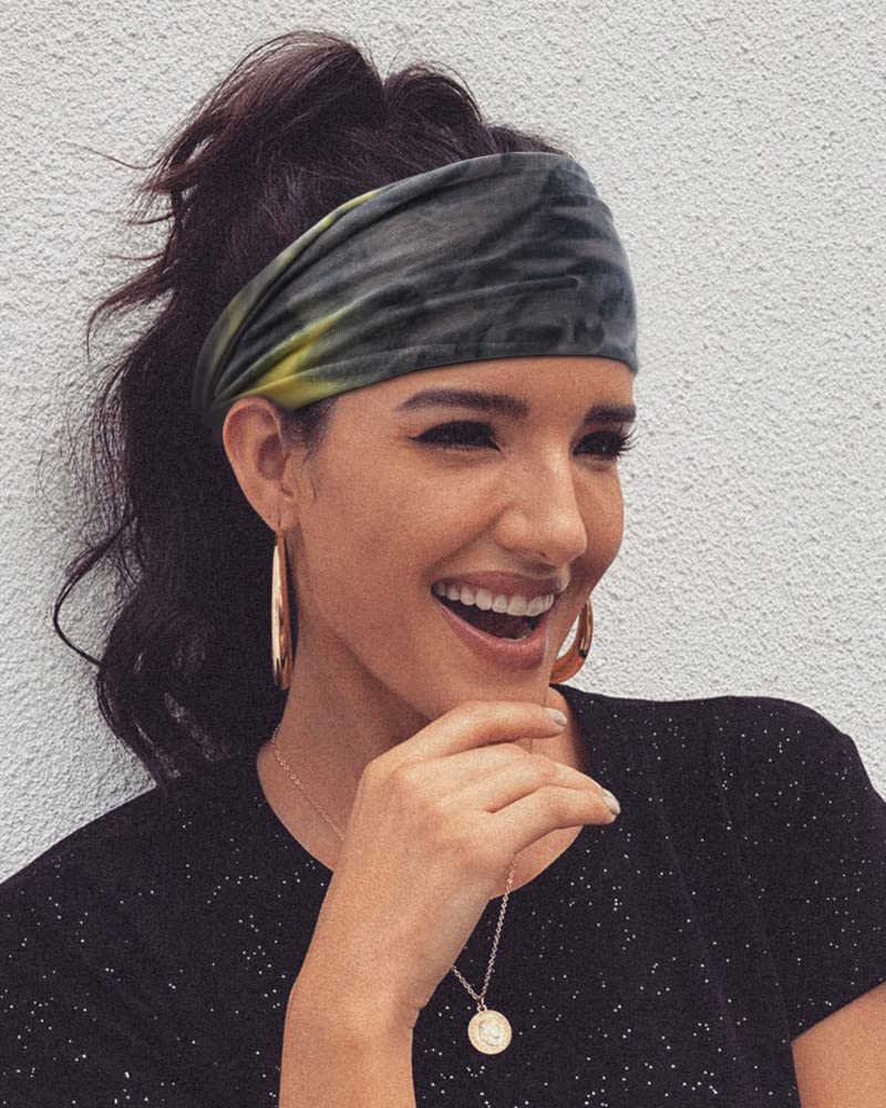 Huachi Headbands for Women Short Hair Boho Women's Fashion Headbands Non Slip Tie Dye Hair Bands for Women's Hair