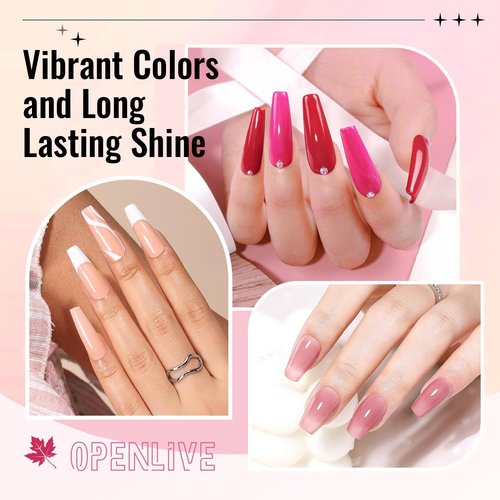 OpenLive 12 PCS Nail Polish Set - 10 Vibrant Colors with Base & Top Coat | Fast Drying for DIY Beginners
