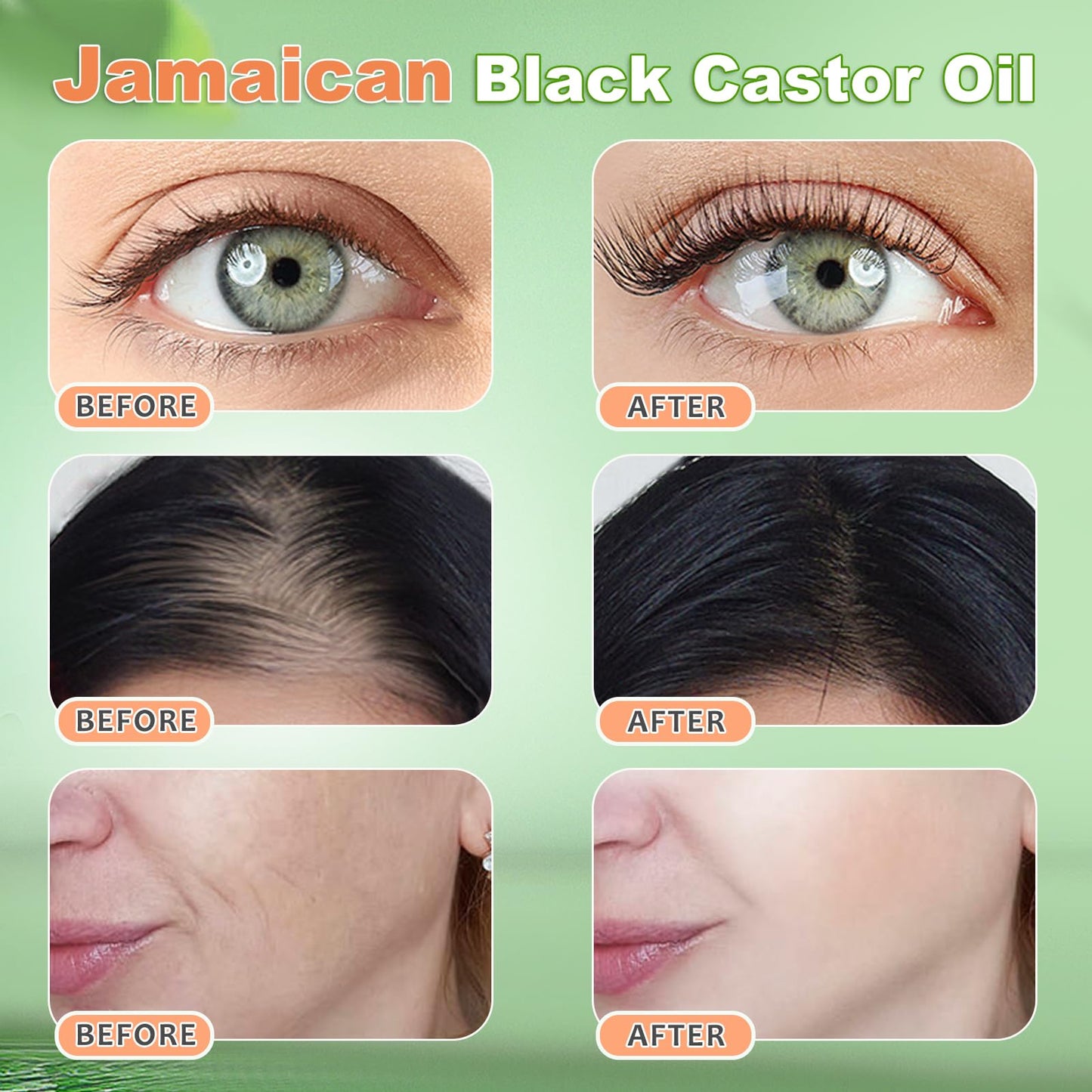 YLXYZUAD Jamaican Black Castor Oil Cold Pressed,Castor Oil in A Glass Bottle with Glass Dropper, Eyelash&Eyebrow Brushes,Hexane Free for Fuller Thicker Hair, Eyelashes,Moisturizes Skin