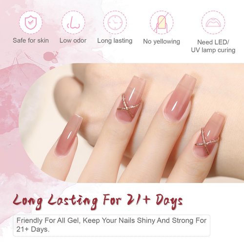 JODSONE 2 Bottles of Top Coat Base Coat Set No Wipe Foundation Combination Bright Surface At Home DIY Nail Salon Girl Gift
