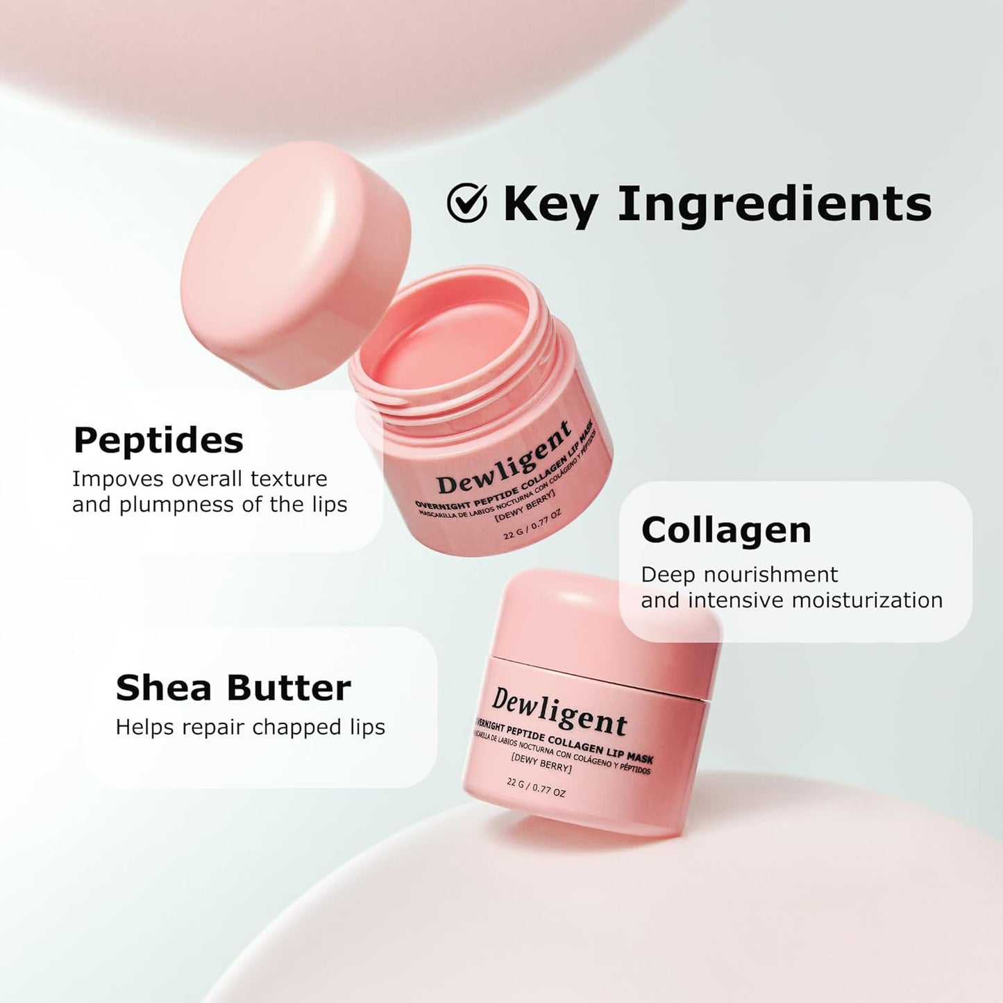 Skiennix Overnight Peptide Collagen Lip Mask - Nourishing Treatment for Dry Lips (22g/0.77oz)