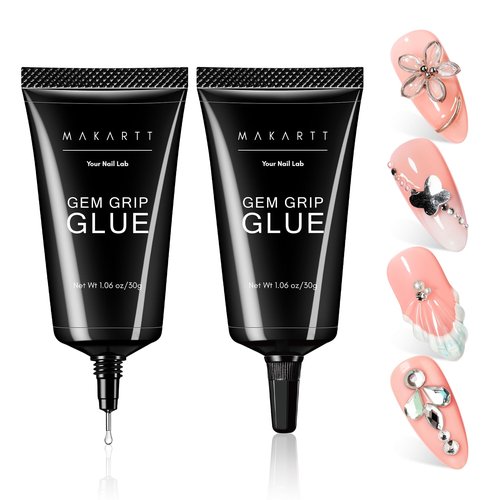 Makartt Rhinestone Glue for Nails - 60G No Wipe Super Strong Nail Gem Glue Bling Gel for 3D Decorations Nail Art Gems Jewelry Diamond for Nails Techs Supplies Beginners Nail Lamp Required