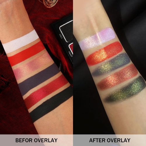 Regine Switzerland Black Red Eyeshadow Palette - Highly Pigmented 6-Color Matte & Shimmer for Gothic Looks