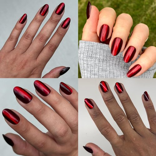 Olive & June Instant Mani Press-On Nails (Glue) | 42 Fake Nails, 21 Sizes | Non-Toxic, Long-Lasting Recycled Materials Realistic Look | Salon-Quality at Home | Medium, Oval | Obsessed Velvet