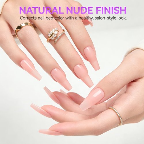 Gelike EC 6-in-1 Jelly Builder Gel Nail Glue: Nude Pink UV Rubber Base Gel for Apex Building & Short Extension – Extra Strong Adhesive for Press On & Acrylic Nail Tips for Home DIY Girl Gift