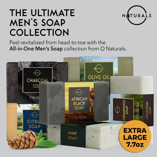 O Naturals Citrus Men's Soap Bar - Exfoliating All-Natural Formula | 7.76 oz Unisex Size